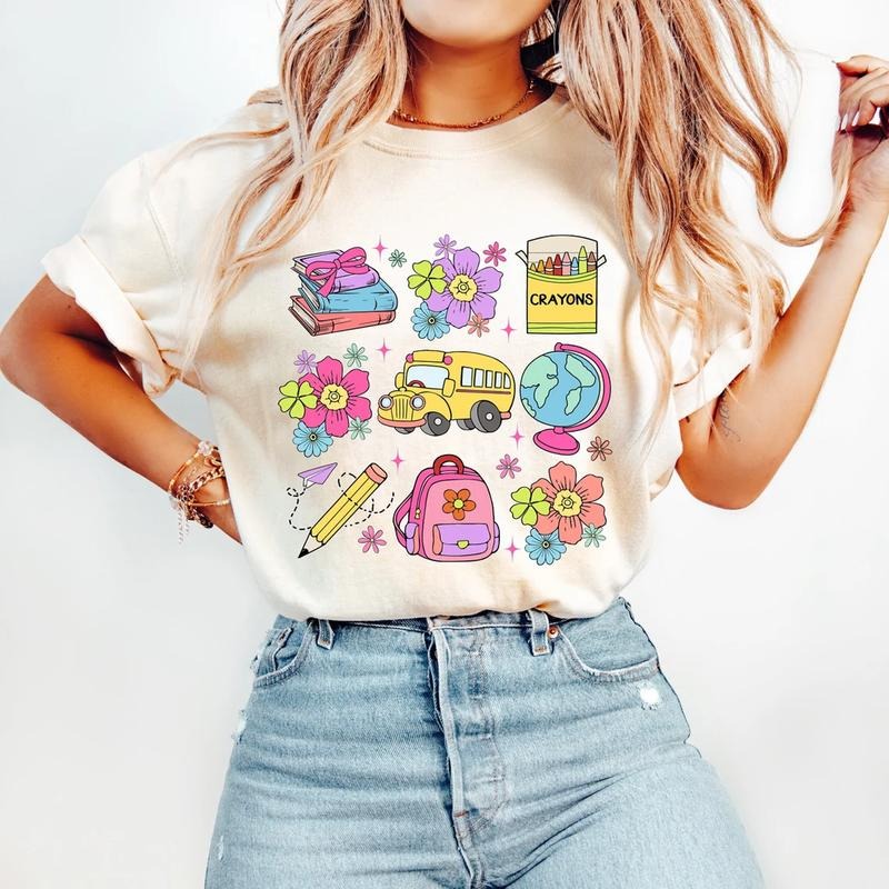 Coquette Teacher Shirt, Back to School Shirt, Teacher Appreciation Gift, School Bus Books Shirt, First Day of School...