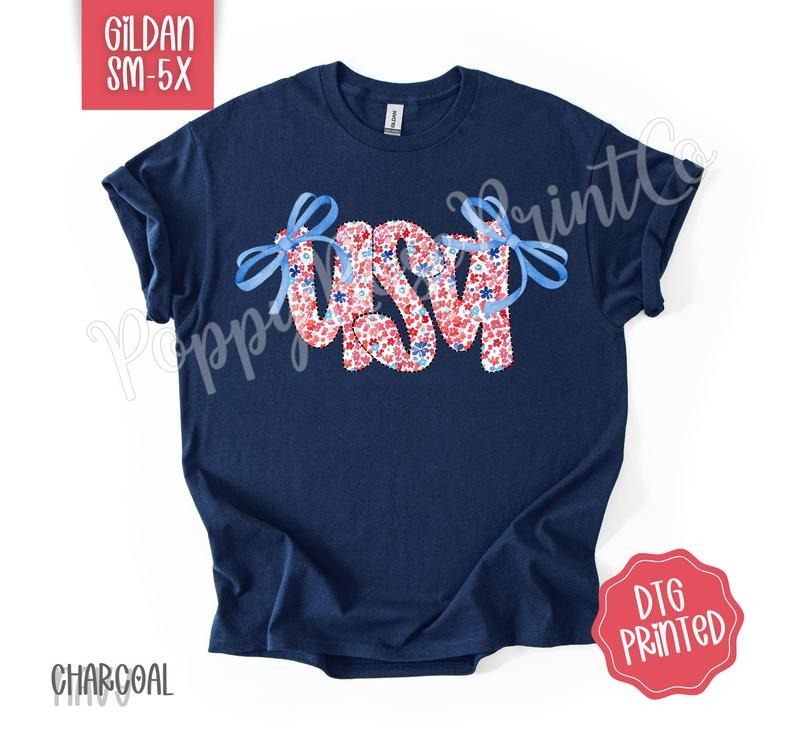 Coquette USA Gildan Tshirt, Cute American Tee, Girly Fourth Of July Shirt Hoodie, Sweatshirt | HypeCrazeTee.com