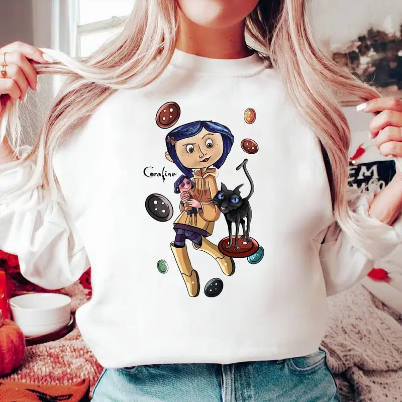 Coraline and Black Cat Shirt, Coraline Merch,  Cooraline Character animate Shirt, Christmas animate, Coraline Christmas...