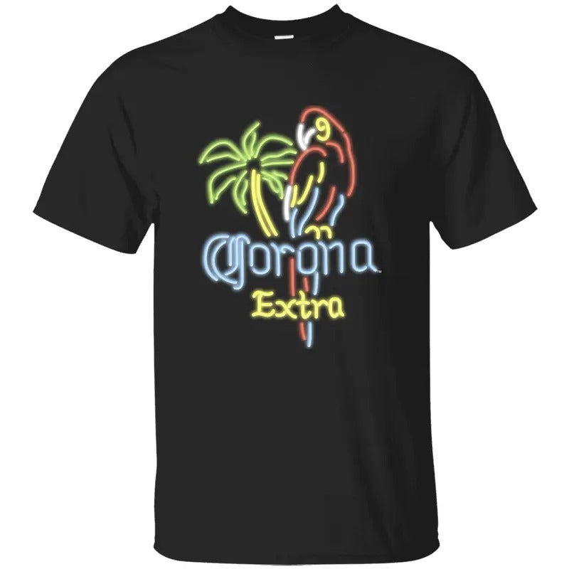 Corona Extra Parrot Palm Neon T-shirt Sweatshirt Hoodie, Corona Extra Beer Shirt, One Sided Graphic Printed Unisex...