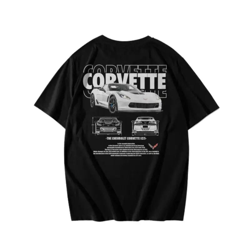Corvette C7 T-Shirt, Vintage Corvette C7 Racing Tee, F1 jacket, Car Crewneck Shirt Streetwear Top Menswear Underwear...