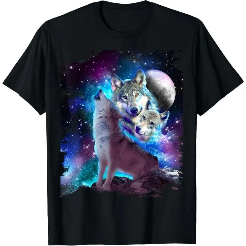 Cosmic Space Wolf Wolves Family Howling At Moon T-Shirt Hoodie, Sweatshirt | HypeCrazeTee.com