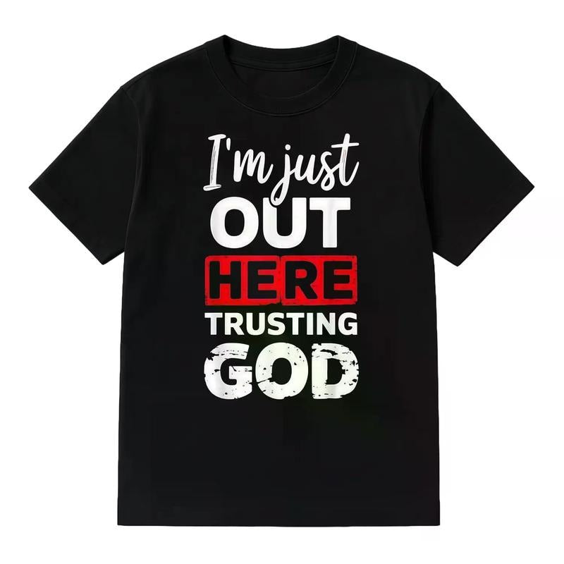 Cotton I'm Just Out Here Trusting God Christian Religious T-Shirt Golf Gift T-Shirt For Men and Women Hoodie, Sweatshirt