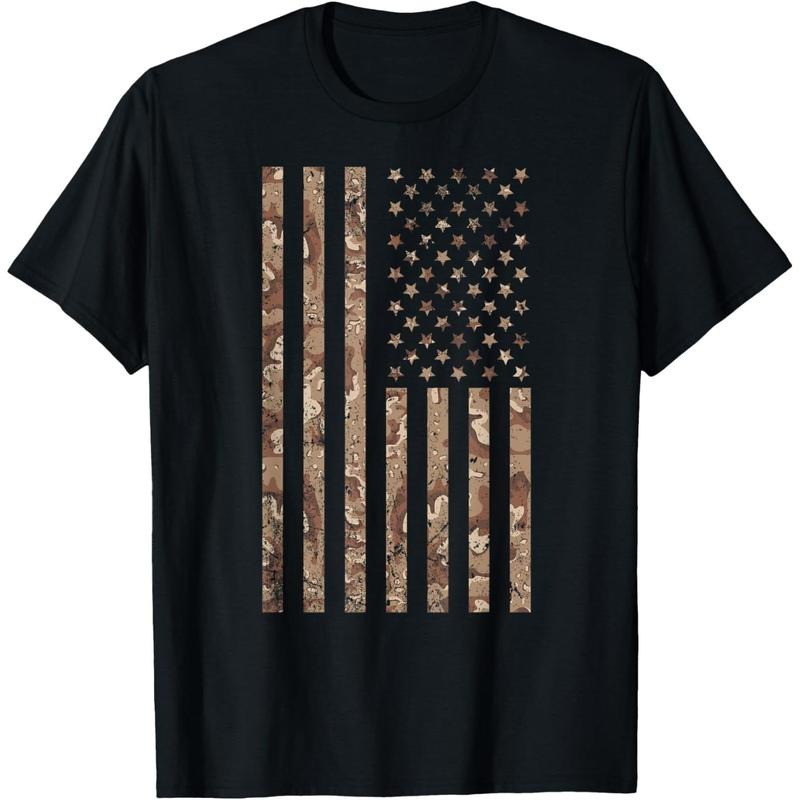 Cotton Short Sleeve Desert Camo American Flag Military, Tactical Camouflage USA T-Shirt For Men Women Hoodie, Sweatshirt