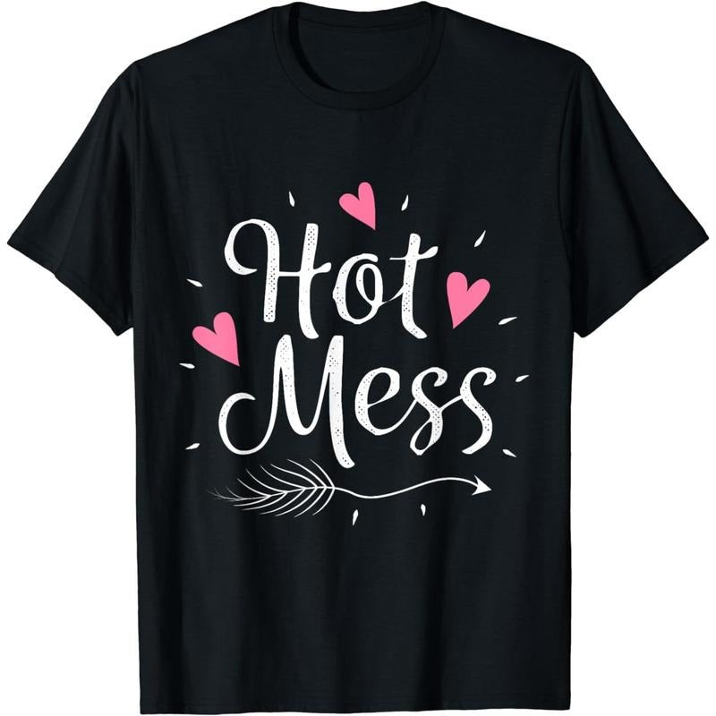 Cotton Short Sleeve Hot Mess Cute T-Shirt For Women, Teens, And Girls For Men Women Hoodie, Sweatshirt | HypeCrazeTee.com
