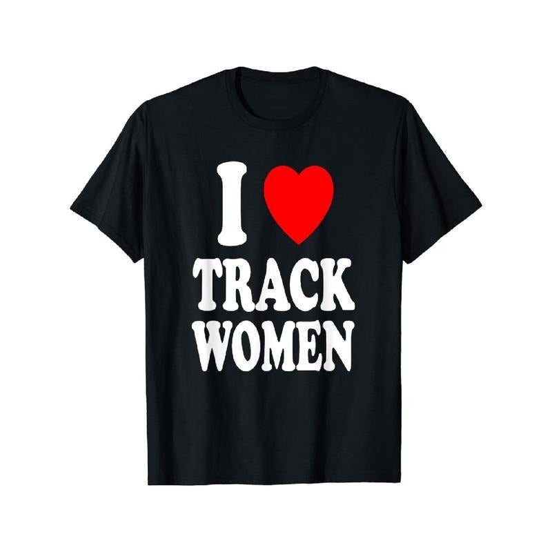 Cotton Short Sleeve I Heart (Love) Track Women Athletic Running Sprinting T-Shirt For Men Women Hoodie, Sweatshirt