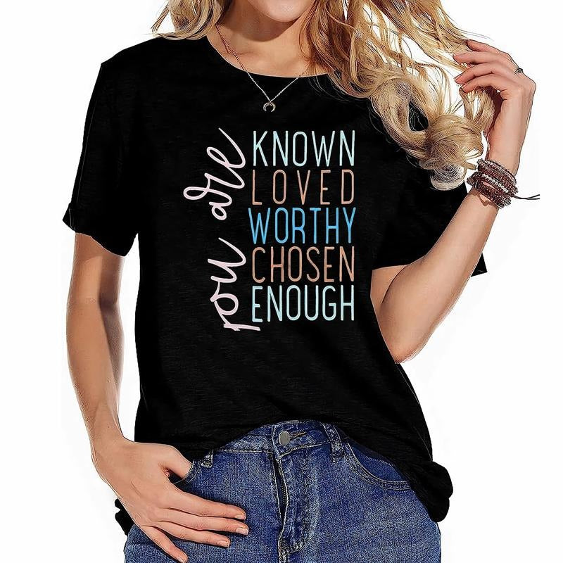 Cotton Short Sleeve Womens Christian Shirts For Women Girl Blessed Saying Graphic Tees Faith Religious T Shirts Casual...