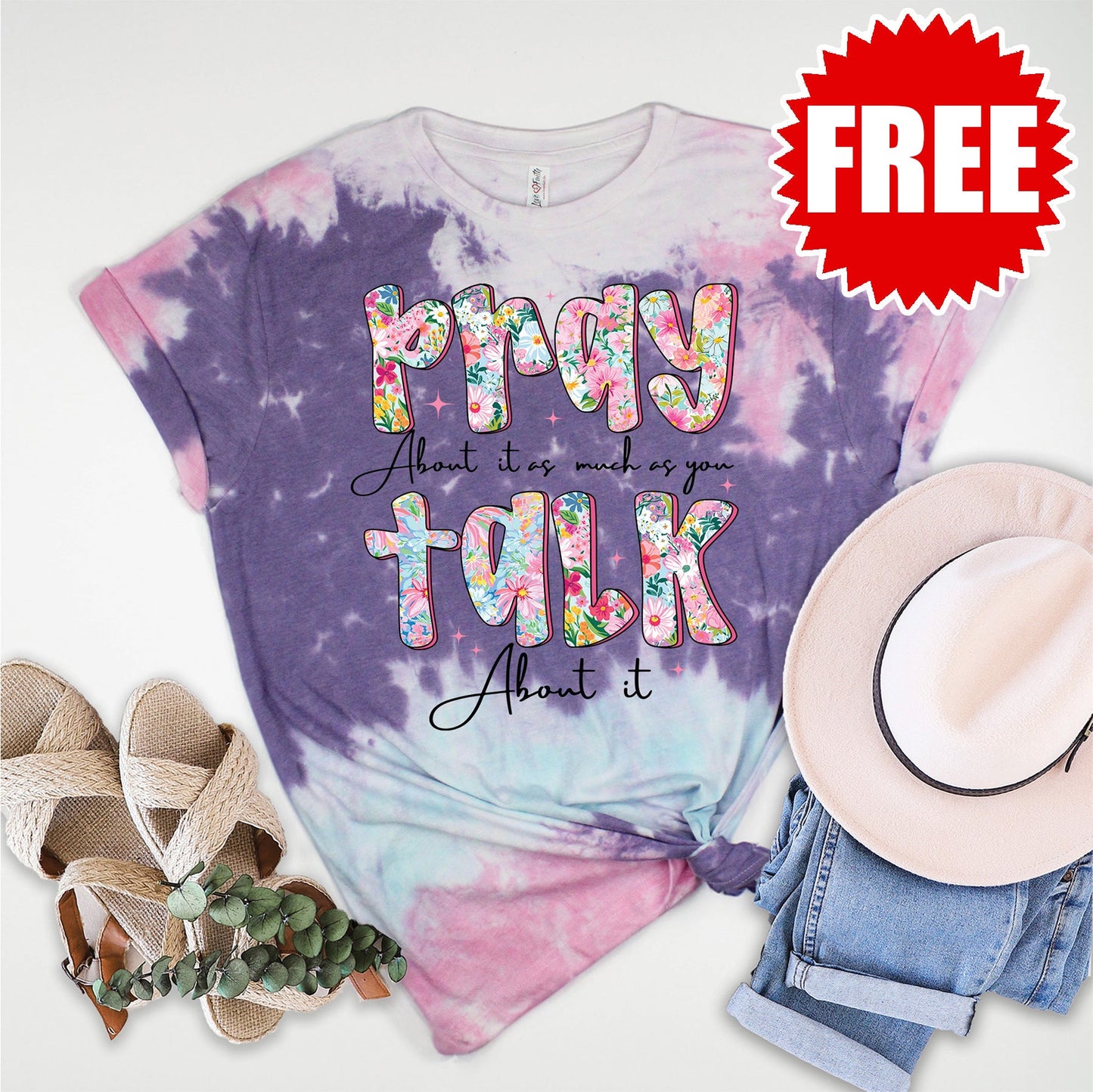 Pray Tee - Cotton Candy Tie Dye - 0