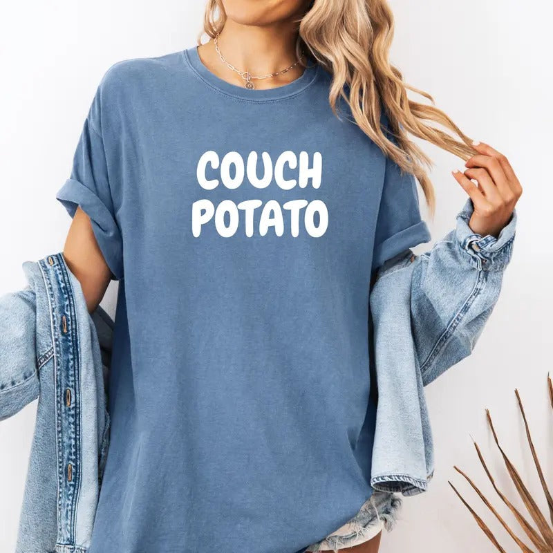 Couch Potato Custom Colors Distressed Comfort Tee Shirt - High-Quality Comfort for Any Occasion, Made with Durable Materials