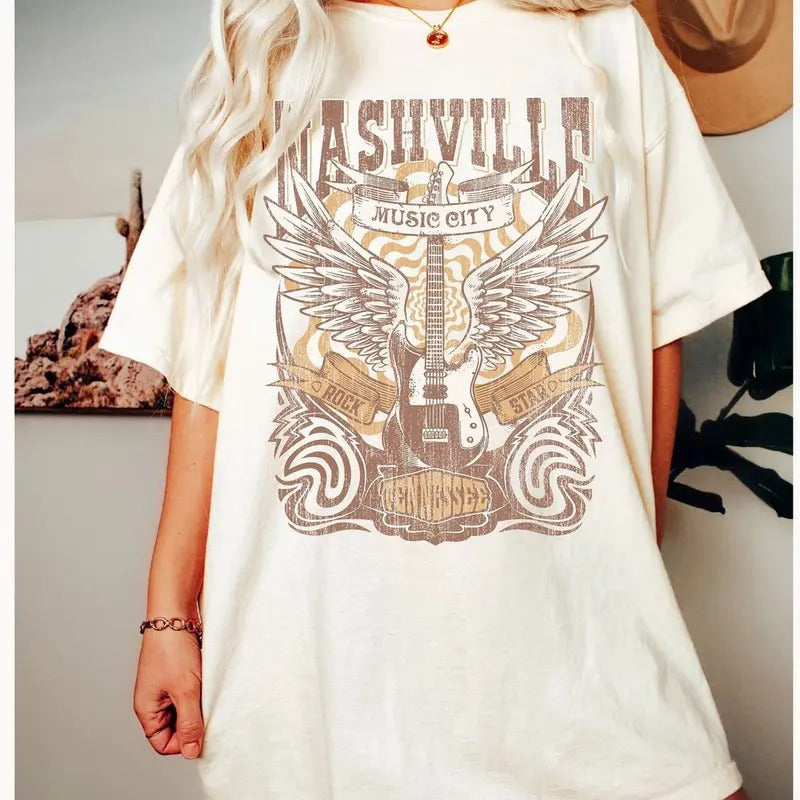 Country Concert Shirt, Retro Nashville Music City Tshirt, Comfort Colors Tshirt, Oversized Tee, Aesthetic shirt,...