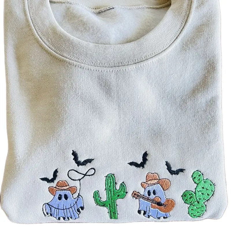 Country ghost embroidered T-shirt, Halloween shirts, cowboy ghost T-shirt Hoodie, Sweatshirt | HypeCrazeTee.com