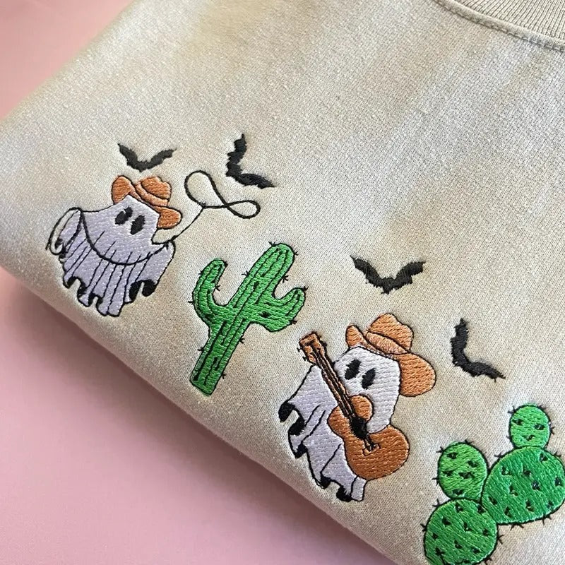 Country ghost embroidered sweatshirts, Halloween sweatshirts, spooky season shirts, women's sweatshirts Womenswear Unisex...