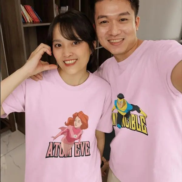 Couple shirt Invincible Superhero Anime-Inspired Cotton T-Shirt for Men & Women - Retro Hip Hop Streetwear, Short Sleeve...