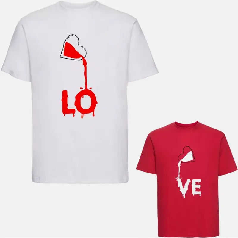 Couples Matching LOVE T-Shirt Heart Love Valentine's Day Lovers Unisex Tee Top Hoodie, Sweatshirt | HypeCrazeTee.com
