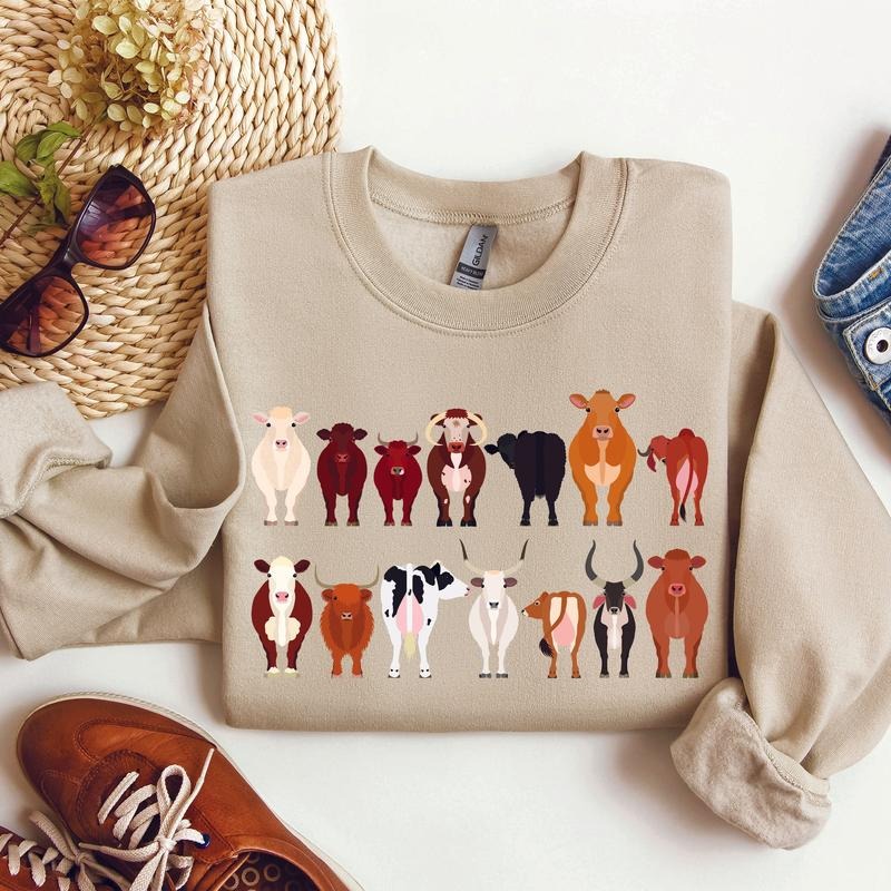 Cow Breeds Farm Animal Lover Sweatshirt T-Shirts, Hoodie | HypeCrazeTee.com
