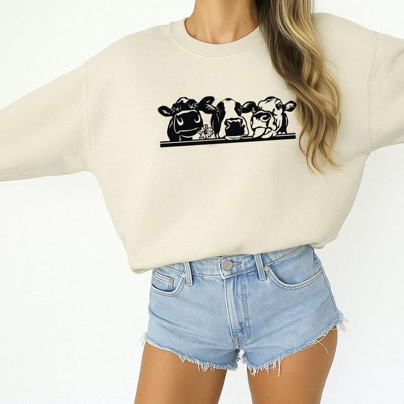 Cow Farm Animal Sweatshirt, Animal Lover T-shirt Farm Hoodie Animal Farmer Girl Gift Unisex | HypeCrazeTee.com