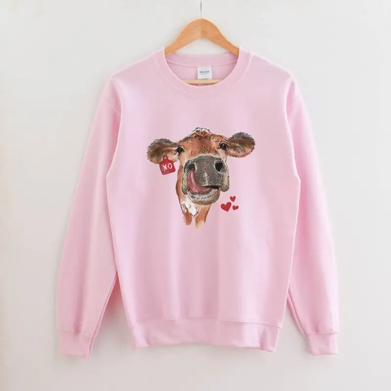 Cow Valentine Sweatshirt, Cow Sweatshirt, Western Valentine Sweatshirt, XO Sweatshirt, Valentine gift T-Shirts, Hoodie