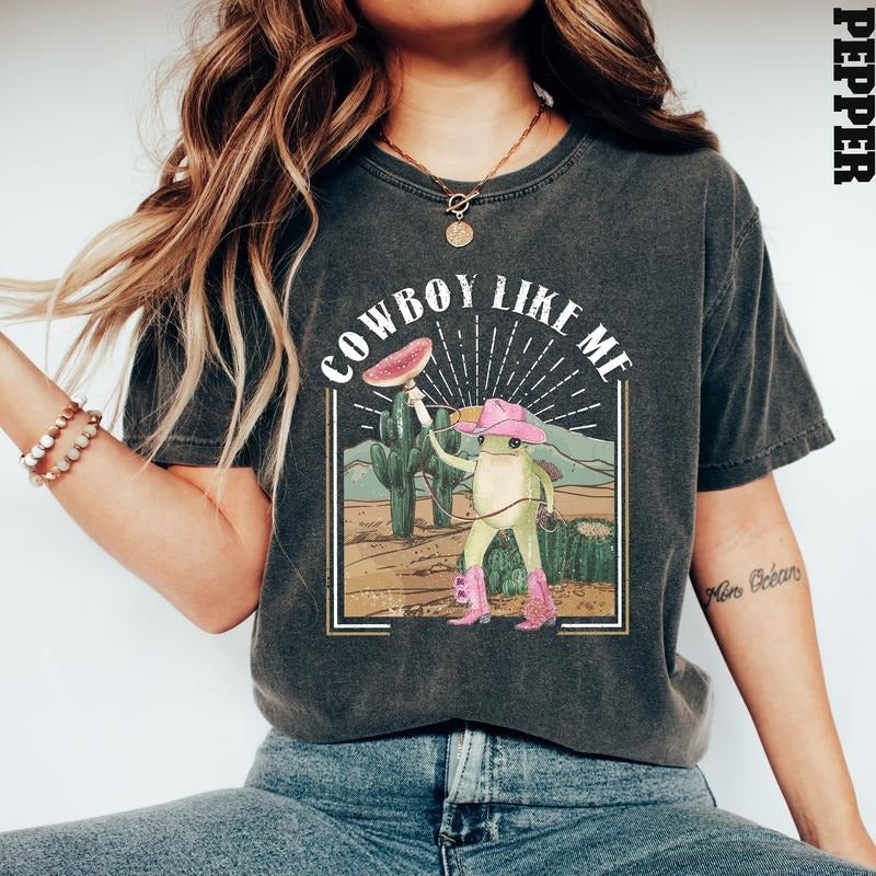 Cow boy Like Me Shirt, Cowboy Frog T-Shirt, Cowgirl Shirt, Cowgirl T Shirt, Country Tee, Western Graphic Tee, Cute Frog...