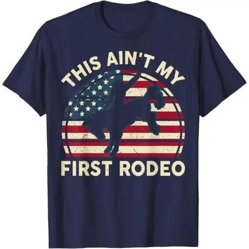 Cowboy-Shirt Aint My First Rodeo Funny Western Horse Riding T-Shirt Made in USA Hoodie, Sweatshirt | HypeCrazeTee.com