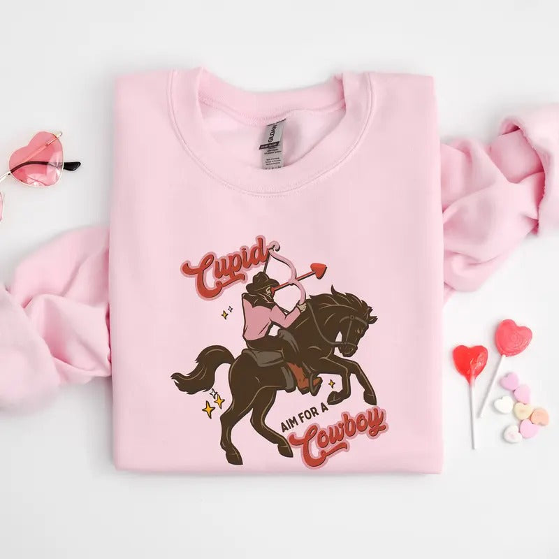 Cowboy Sweatshirt, Valentine's Day Cowboy, Valentine's Day Country shirt, Valentine's Day Oversized Hoodie | HypeCrazeTee.com