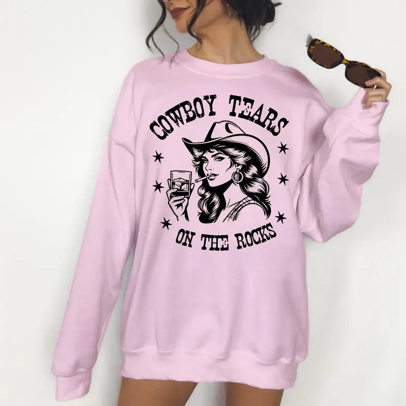 Cowboy Tears on the Rocks - Unisex Crewneck Sweatshirt