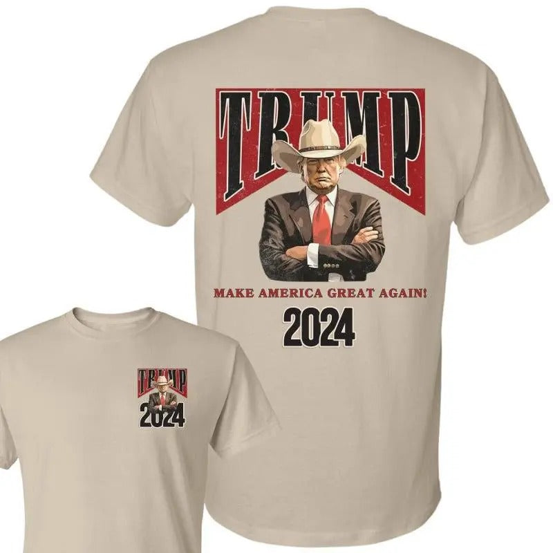 Cowboy Western Make America Great Trump Daddy New T-shirt, 2 Side Unisex Multiple Style Options, 2 Sided Casual Fabric...
