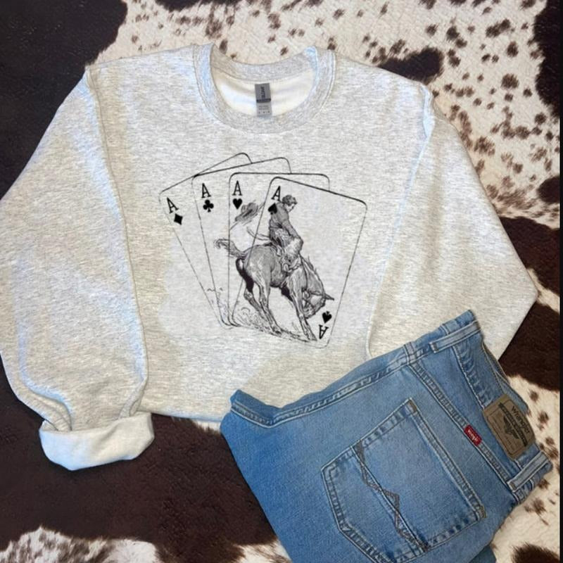 Cowboys cards sweatshirt, Western clothing Sweatshirt, Country shirt, western tops, western outfits women Hoodie