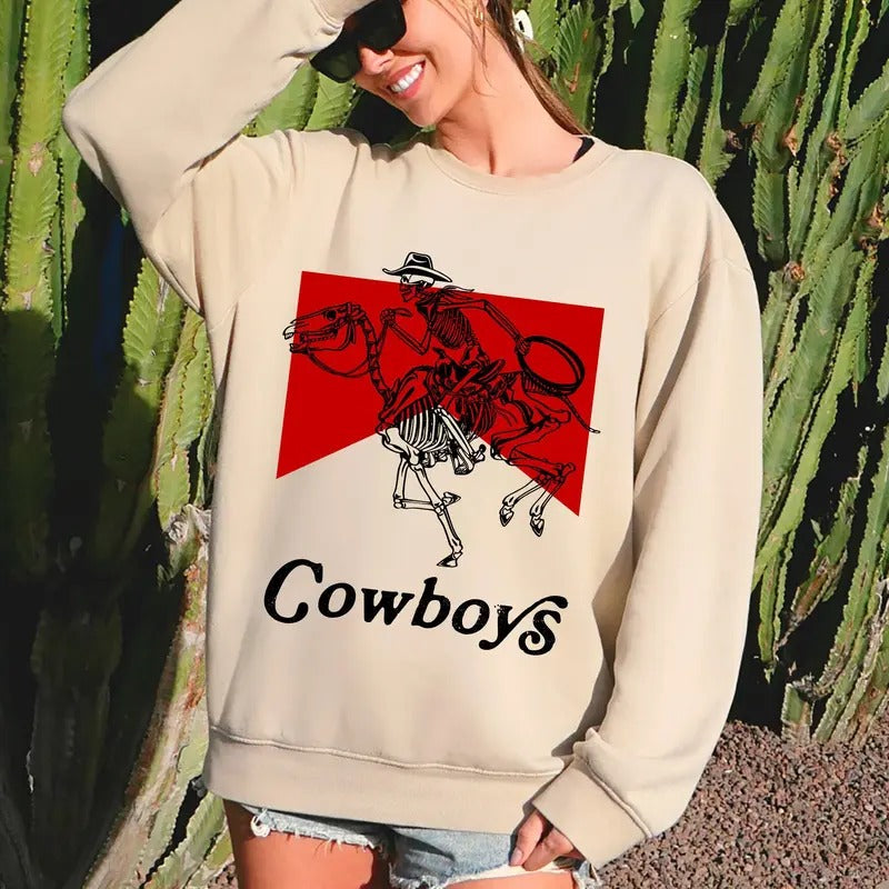 Cowboys, Skeleton, Horse, Western, Country Sweatshirt T-Shirts, Hoodie | HypeCrazeTee.com