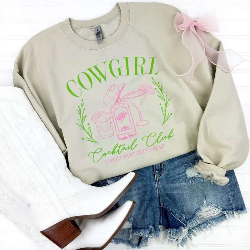 Cowgirl Cocktails Gildan Sweatshirt T-Shirts, Hoodie | HypeCrazeTee.com