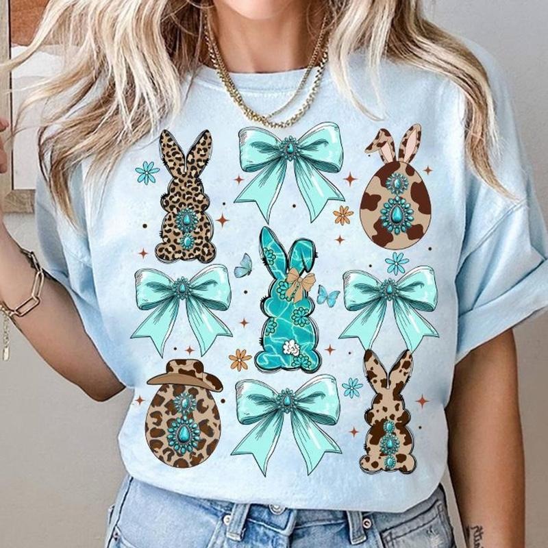 Cowgirl Easter Bunny Shirt, Western Easter Bunny Tee, Coquette Cowgirl Easter Shirt, Country Cowhide Eggs Tee Hoodie,...