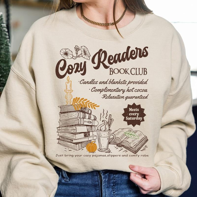 Cozy Girl Book Club T-Shirt, Coffee And Book Lover Sweatshirt, Fall Book Club Hoodie, Cozy Reader Tee | HypeCrazeTee.com