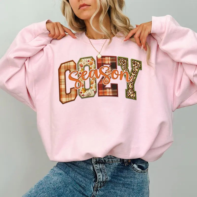 Cozy Season Cozy Fall Vintage Autumn Cute Thanksgiving Fall Season Tops Mama Cozy Season Pumpkin Season Soft Cotton Long Sleeve Top Casual Womenswear T-Shirts, Hoodie, Sweatshirt