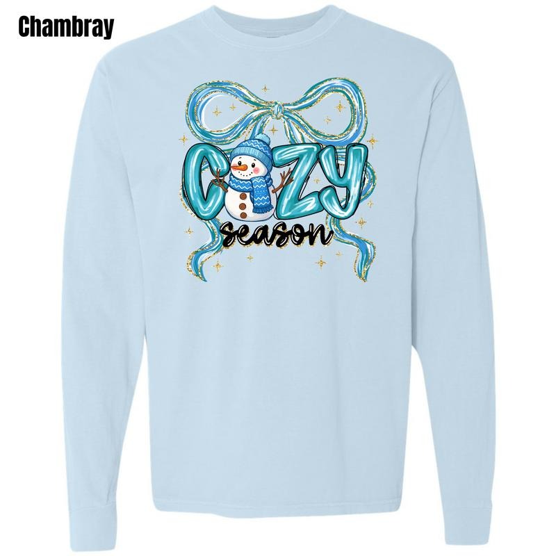Cozy Snowman Season Long Sleeve Comfort Colors T-Shirt 'NLB' Hoodie, Sweatshirt | HypeCrazeTee.com