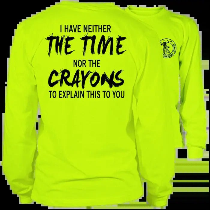 Crayons Long Sleeve High Visibility Work T-Shirt - Cotton Poly Blend