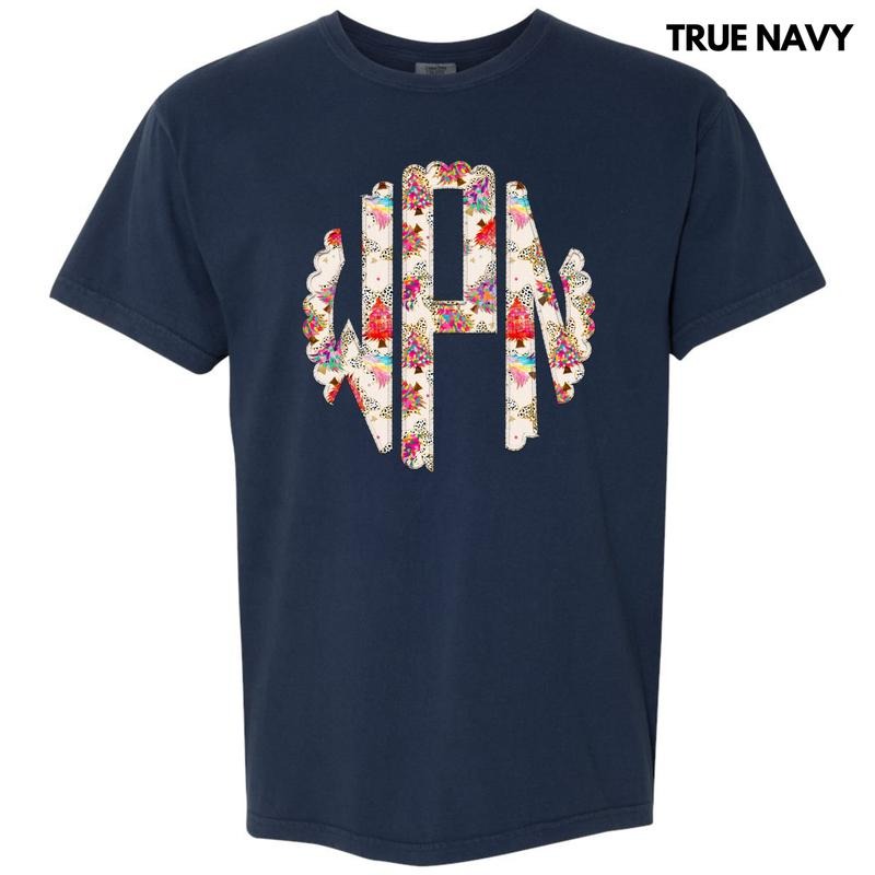 Crazy Colorful Christmas Monogram Comfort Colors T-Shirt 'NLB' Hoodie, Sweatshirt | HypeCrazeTee.com