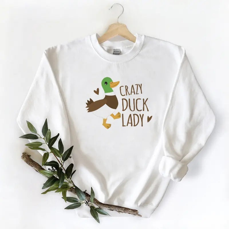 Crazy Duck Lady Unisex T-shirt Sweatshirt Hoodie, Funny graphic tee Mallard duck lovers | HypeCrazeTee.com