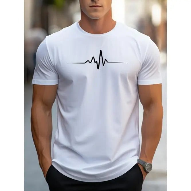 Creative Graphic Print Men's Creative Top, Casual Short Sleeve Crew Neck T-shirt, Men's Clothing For Summer Outdoor Made...