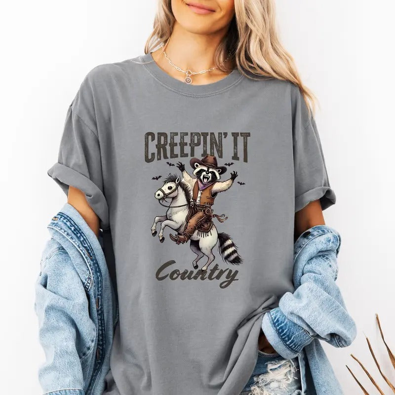 Creepin' it Country Racoon custom colors tee shirt Casual Hoodie, Sweatshirt | HypeCrazeTee.com
