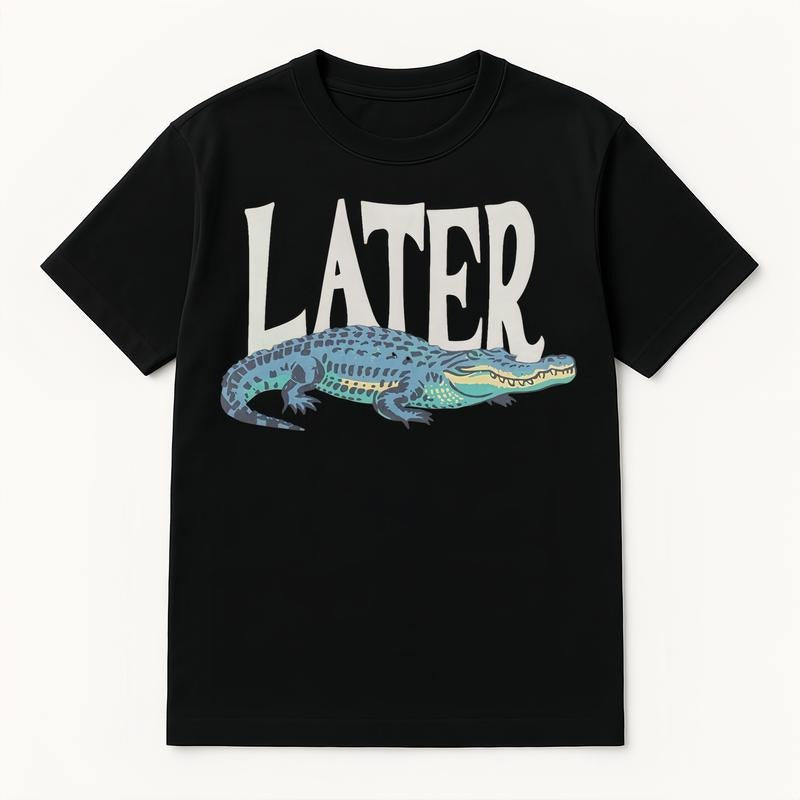 Crocodile T-shirt Retro 90s Style Short Sleeve Funny Graphic Loose Fit Tee for Men & Women Casual Gift Idea Round Neck...