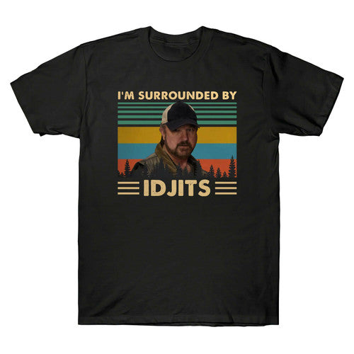 Crowley Supernatural I Am Surrounded By Idjits Vintage Man's T-Shirt Tee