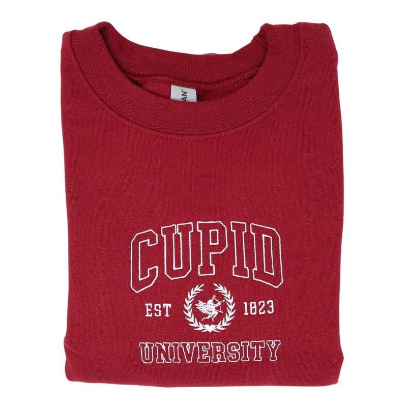 Cupid University Embroidered Sweatshirt Fit Womenswear T-Shirts, Hoodie | HypeCrazeTee.com