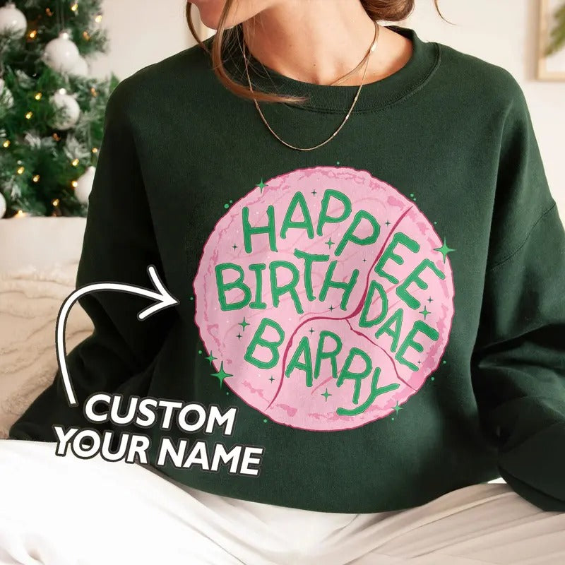 Custom Birthday Sweatshirt for Wizard Fans, Happee Birthdae Crewneck, Magical Cake Tee, Gift For Book Lover christmas...