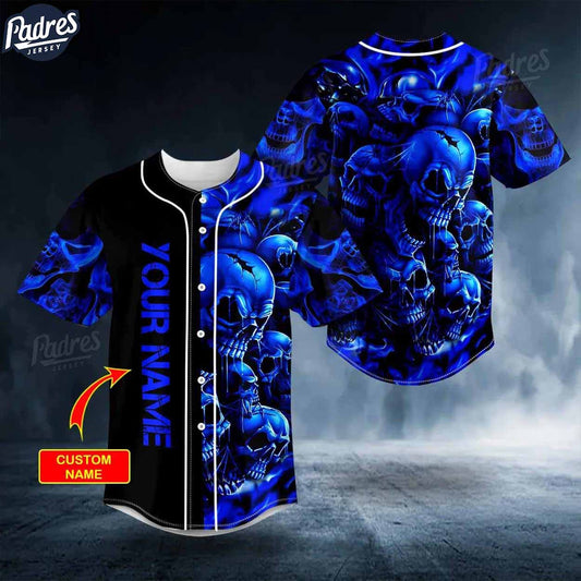 Custom Blue Cracked Skull Baseball Jersey - Padres Jersey Oasis: Elevate Your Baseball Style Game