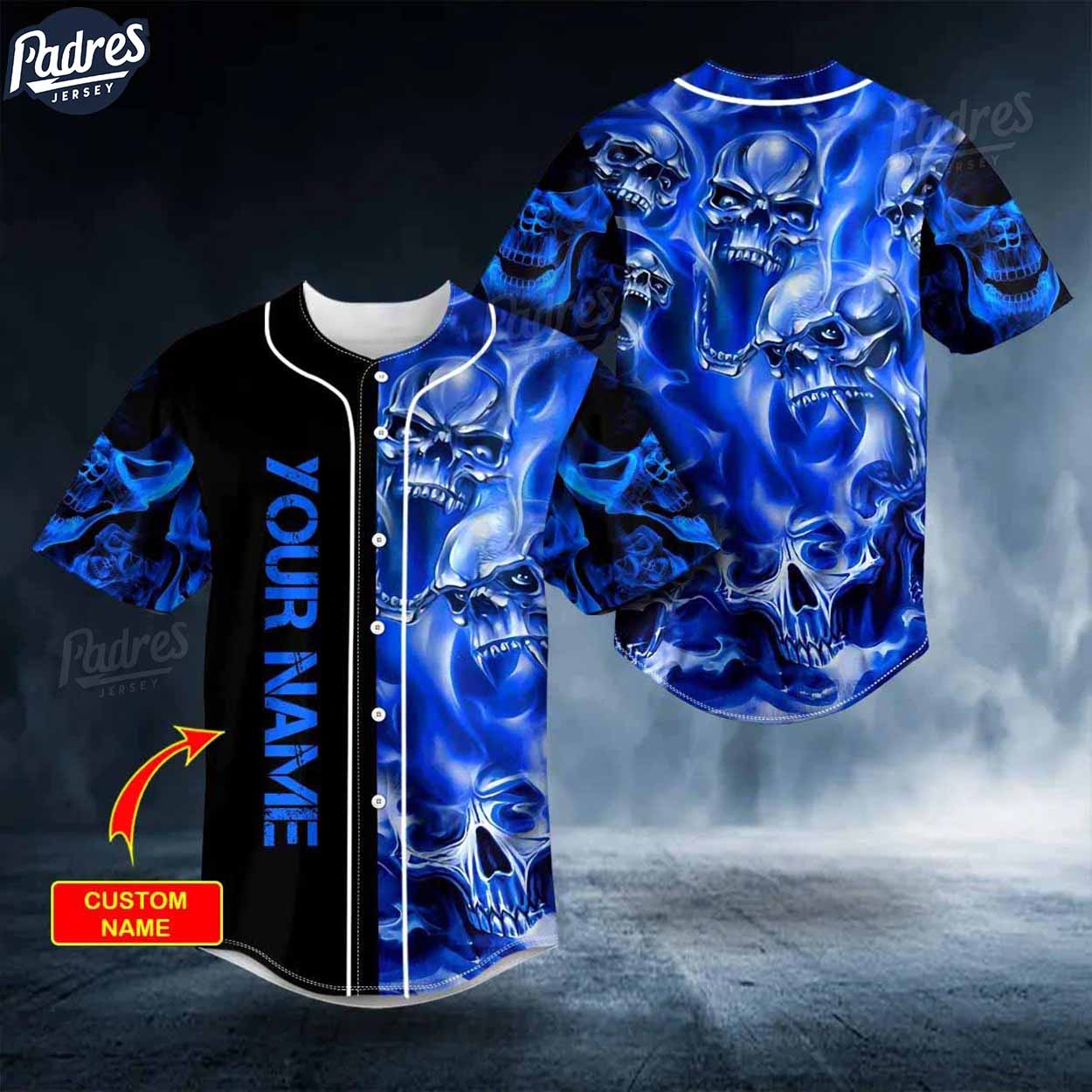 Custom Blue Soul Eater Ghost Skull Baseball Jersey - Padres Jersey Oasis: Elevate Your Baseball Style Game