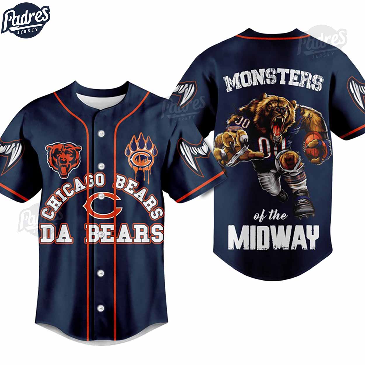 Custom Chicago Bears Monsters Of The Midway Baseball Jersey - Padres Jersey Oasis: Elevate Your Baseball Style Game
