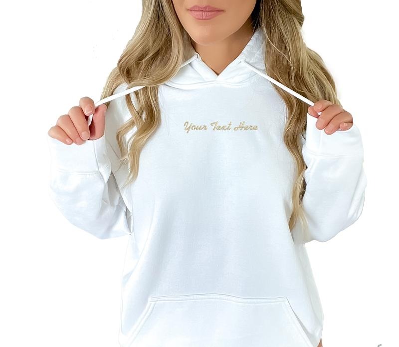 Custom Embroidered Hoodie Design, Enter Your Own Text Hoodies, Personalized Sweatshirt, Cotton Blend Unisex Longsleeves,...