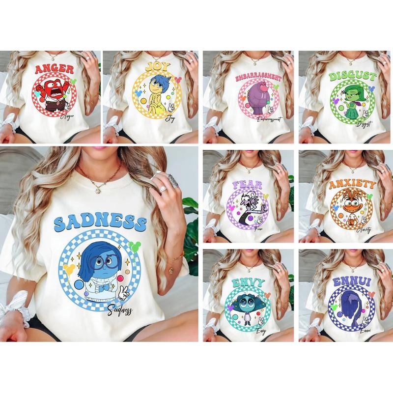 Custom Feeling Characters Shirts, Joy Sadness Fear Anxiety, Emotion Group Matching, Family Party, Halloween Matching...
