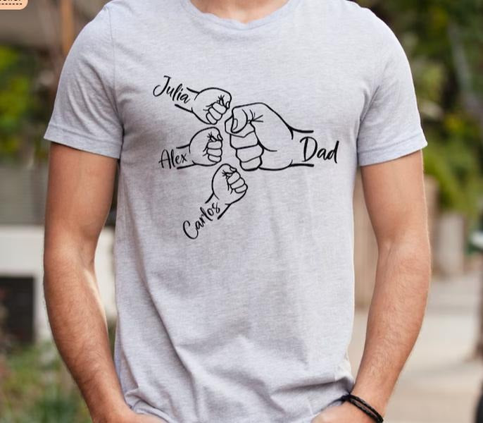 Custom Fist Bump Dad Shirt Dad Shirt Names Personalized Grandpa Shirt T-Shirts, Hoodie, Sweatshirt