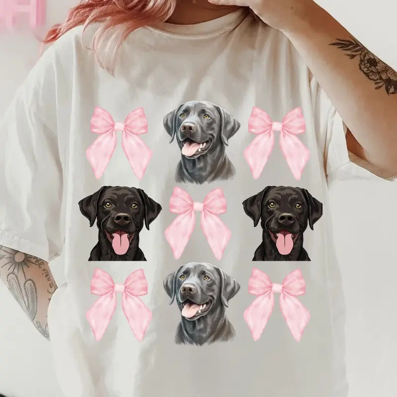 Custom Labrador Bows Shirt ~ Relaxed Fit Printed USA Womenswear Casual Comfort Cotton Top Athletic Boho Chic T-Shirts, Hoodie, Sweatshirt