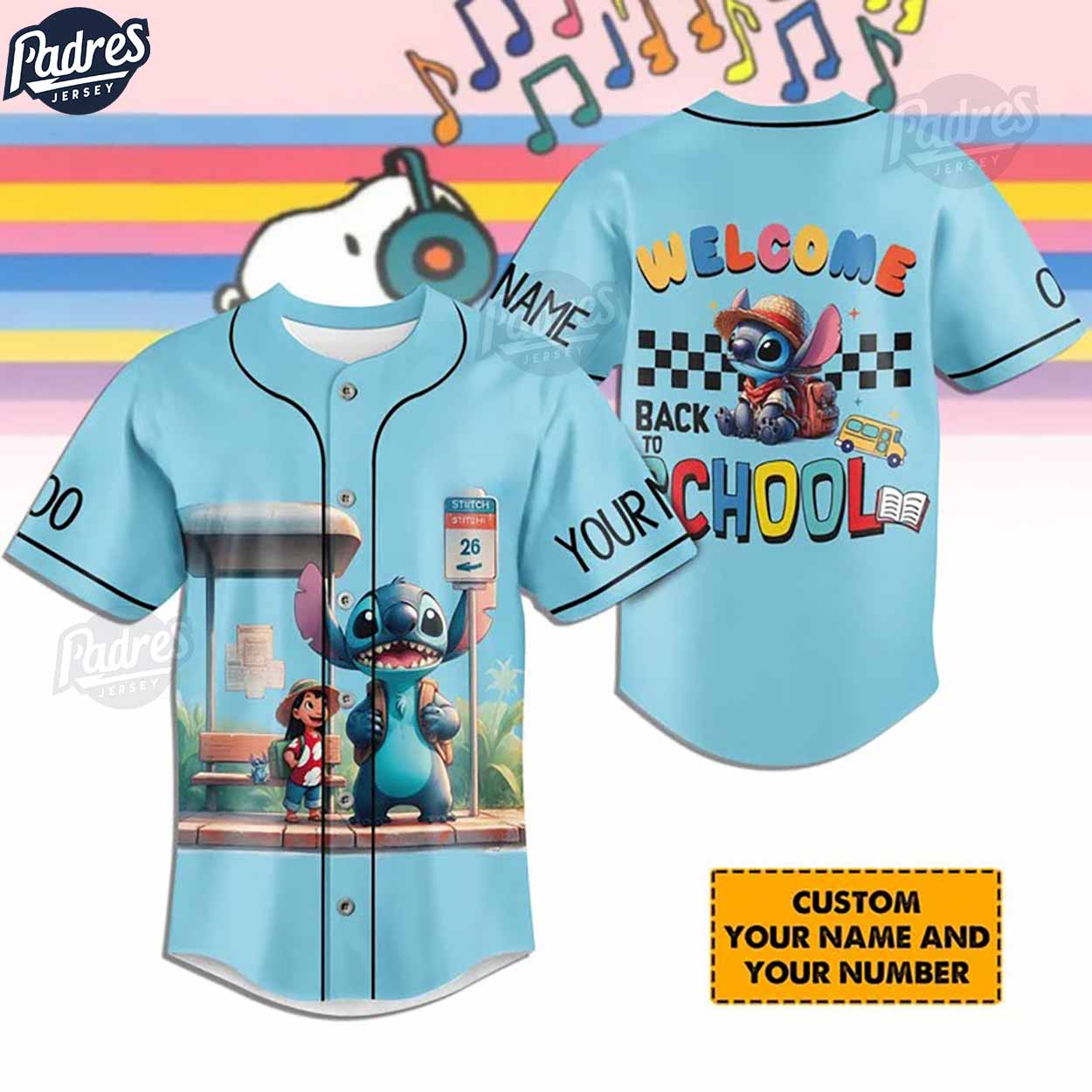 Custom Lilo & Stitch Back To School Baseball Jersey - Padres Jersey Oasis: Elevate Your Baseball Style Game